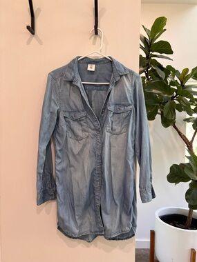 Light Wash Denim Shirt Dress